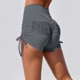 thumbnail image 2 of IWRICH Women's High Waisted Tie Side Shorts Summer Gym Yoga Hot Shorts Lifting Sports Scrunch Short Pants Grey M, 2 of 5