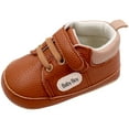 thumbnail image 4 of Dakaela Unisex Baby Boys Girls Shoes Newborn Infant Anti Slip Canvas Sneakers Toddler First Walkers Crib Shoes Brown Size 3.5, 4 of 6