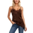 thumbnail image 2 of Lace Camisole Tops for Women Dressy Casual V Neck Spaghetti Strap Asymmetrical Hem Cami Tank Top Y2k Going out Tops, 2 of 4