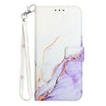 thumbnail image 6 of SaniMore Case for iPhone 14 Pro Max 6.7" 2022, PU Leather Case Luxury Marble Wireless Charigng Kickstand Magnetic Clasp Cash Pocket Detachable Wrist Strap Fashion Cover for Girls Women, Purple & White, 6 of 6