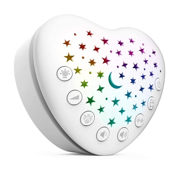 A13 White Noise Machine & Baby Sleep Soother with 15 Soothing Sounds & Projector Night Light Music Box, Cry Sensor, Rechargeable, Portable for Newborns, Toddlers, Attaches to Crib