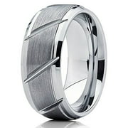 9mm Tungsten Wedding Band Men & Women Tungsten Carbide Ring Grooved Tire Design Tungsten Band Gray Tungsten Ring Comfort Fit