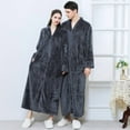 thumbnail image 2 of Unisex Fleece Flannel Nightgown – Autumn & Winter Long Warm Plus Size Loungewear for Couples, 2 of 10