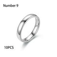 thumbnail image 3 of Jumpingount 10 piezas hombres mujeres anillo de acero inoxidable cerrado parejas anillos mano decoración amantes joyería Simple para citas Ropa, zapatos y accesorios Miscelánea Blanco Talla 9 Jumpingount AP014528-03, 3 of 6