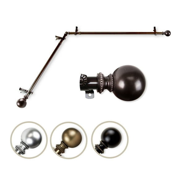 Domovina Elias Corner Curtain Rod-Color:Cocoa,Size:66-120"