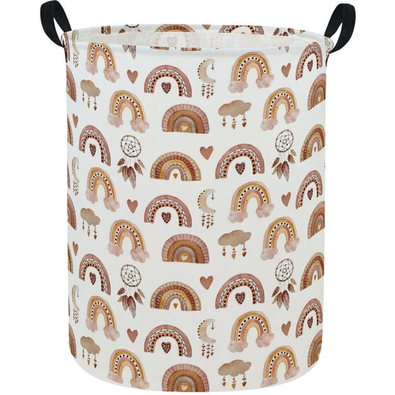 Kids Laundry Hamper,Rainbow Hamper Collapsible Canvas Cute Laundry Basket for Boy sandGirls, Nursery Hampers,Gift Baskets,(Rainbow)