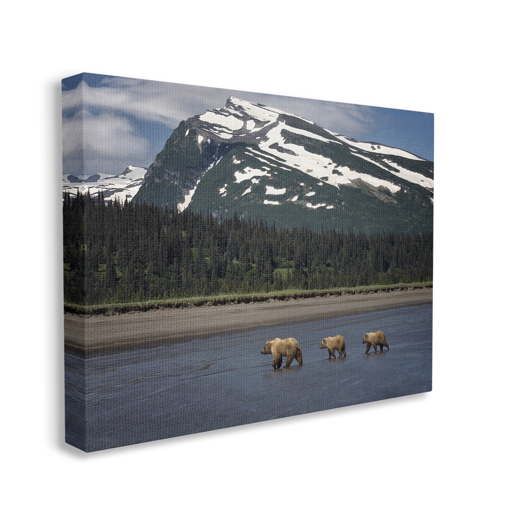Stupell Industries Bears Crossing Icy River Landscape Photography Gallery Wrapped Canvas Art Print Wall Art, 30 x 24