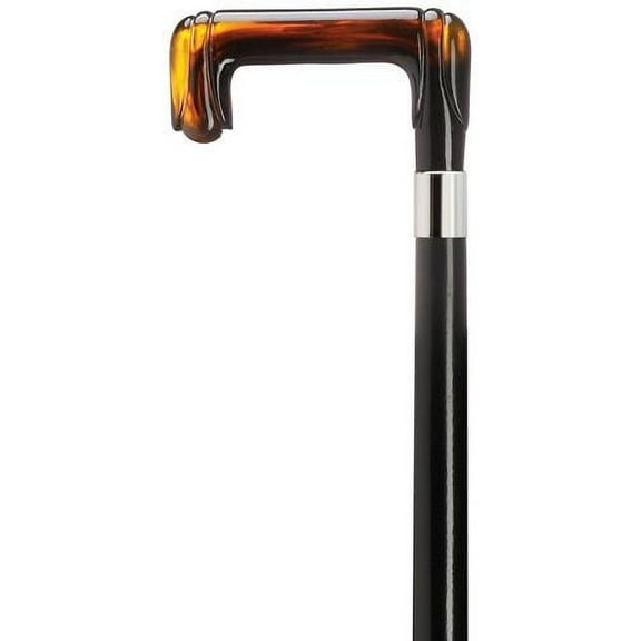 Walking Cane Carved Square Cane Black Maple Shaft, Shell Handle
