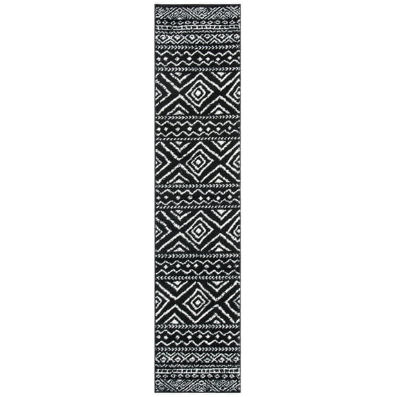 SAFAVIEH Tulum Merletta Oriental Runner Rug, Black/Ivory, 2' x 21'