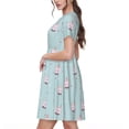 thumbnail image 2 of Wukai Milk Tea1 Print Women’s Short Sleeve Dress, Comfortable Casual Dress, Soft Polyester Spandex Blend, Stylish Everyday Wear for Summer, 2 of 6