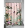 thumbnail image 5 of Fsddascl Vintage Pastoral Shower Curtain Set - 48" x 72" Washable Bathtub Curtain with 12 Hooks, Farmhouse Botanical Tree Birds Pink Green Waterproof Fabric Stall Shower Curtains for Bathroom, 5 of 6