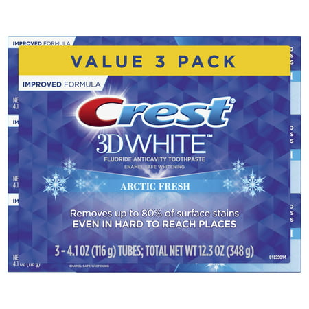 Crest 3D White Whitening Toothpaste, Arctic Fresh, 4.1 oz, 3 Pack
