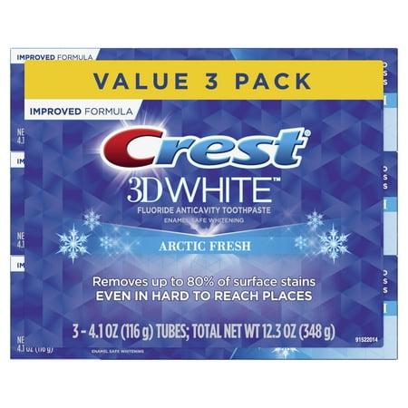 Crest 3D White Whitening Toothpaste, Arctic Fresh, 4.1 oz, 3 Pack