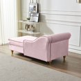 thumbnail image 2 of Velvet Chaise Lounges Hidden Storage Lounges Chair with Round Pillow Pink, 2 of 5