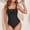 SwimwearA871-Black, variant on One Piece Swimsuits for Women Ruched Tummy Control Monokini Tie Front Keyhole Bathing Suit Slimming Vintage Modest Summer Beach Athletic Wear