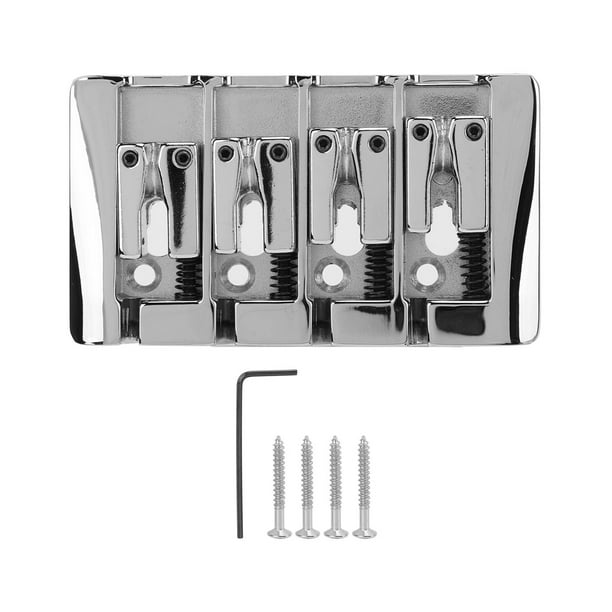 Basses Tailpiece, Electric Bass Bridge Silver 4 String BA1012 Rustproof Adjustable Saddle For