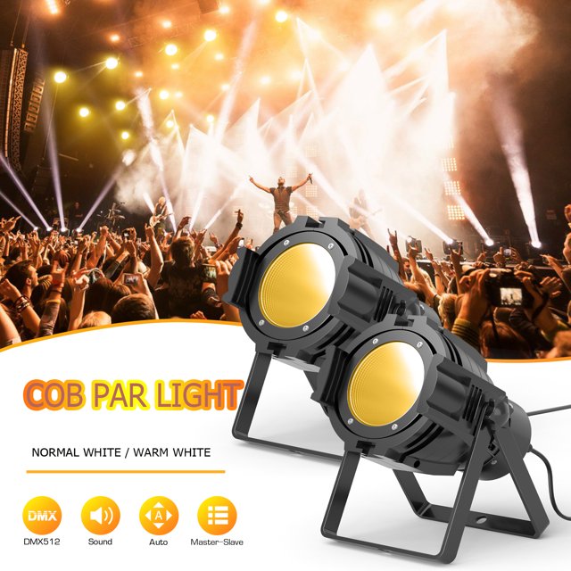 2Pcs LED COB Par Lights 65W Linear Zoom Direct Broadcast Par Light Wedding Performance Film Live Fill Light Stage Lighting Equipment(Normal White + Warm White)