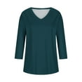 thumbnail image 4 of 2025 New Fashion Plus Size Women's Fashion Solid Tees Casual Crewneck 3/4 Sleeve Loose T-Shirt Ladies Tops Blouses Shirts, 4 of 4