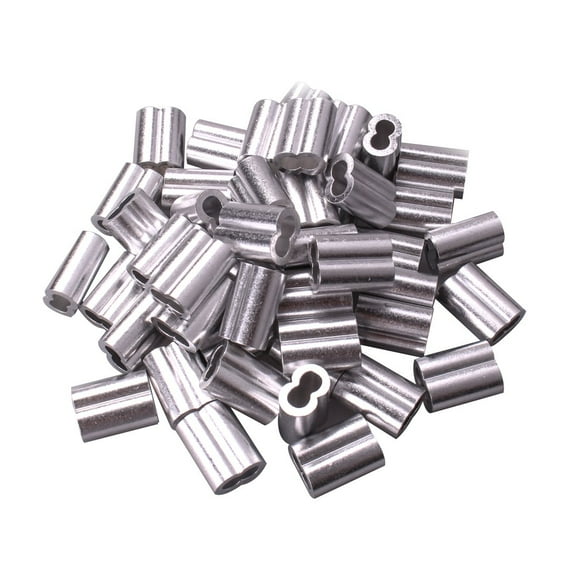 Wire Rope Aluminum Sleeve Wire Rope Aluminum Sleeves Clip Fittings Cable Crimps Set of 50 By Copapa (3/16 inch)