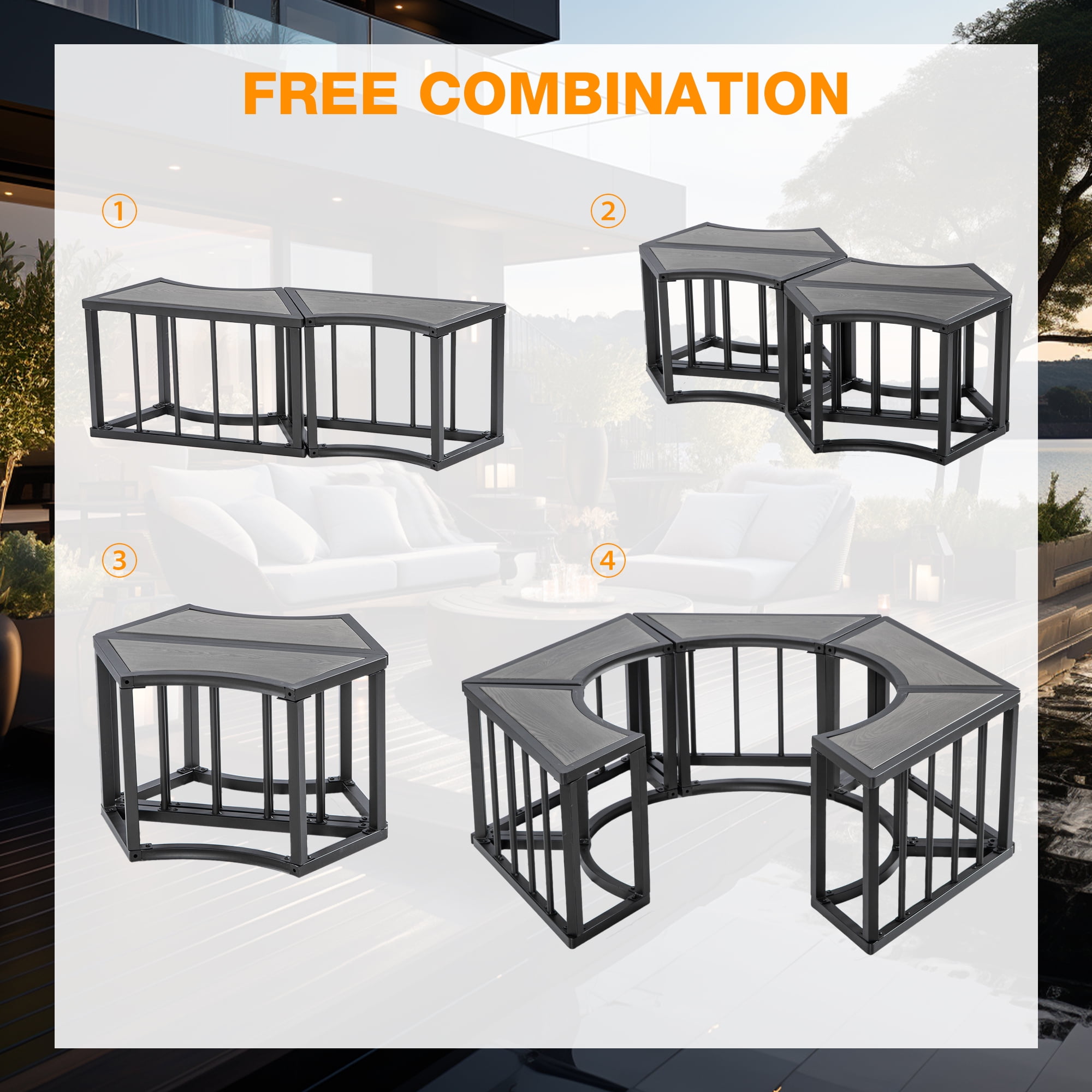 MeetLeisure Fire Pit with Table-Free Combination