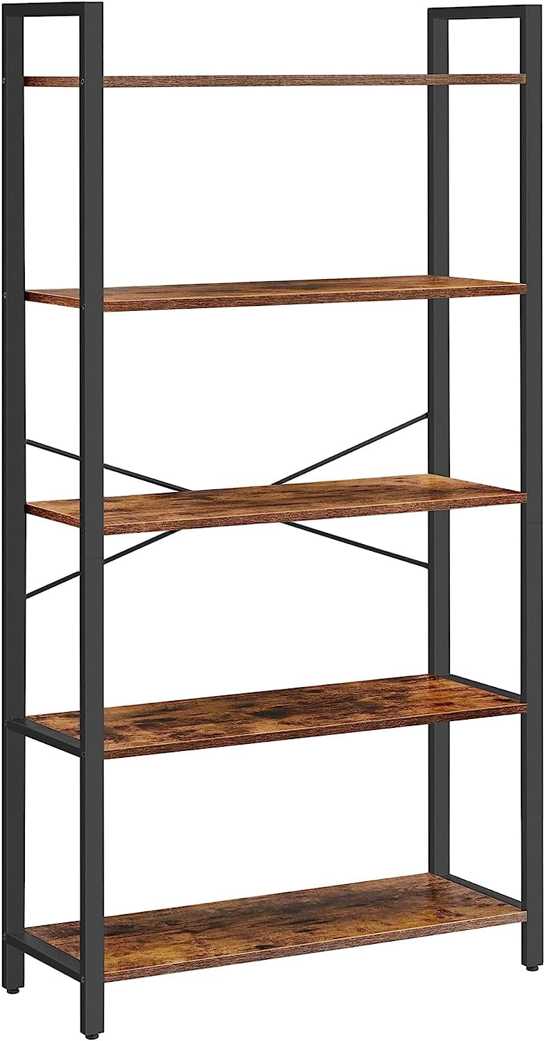 VASAGLE ALINRU Bookshelf, 5Tier Storage Rack with Steel Frame, for