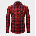 thumbnail image 4 of Men's Brushed Shirt Plaid Shirt Men's Casual Street Stripe Business Casual Long Sleeve Shirt, 4 of 6