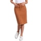 thumbnail image 1 of Faldas de mezclilla de cintura alta para mujer INSPIRE CHIC, con dobladillo sin terminar, hasta la rodilla, color rojo ladrillo, talla S, 1 of 6