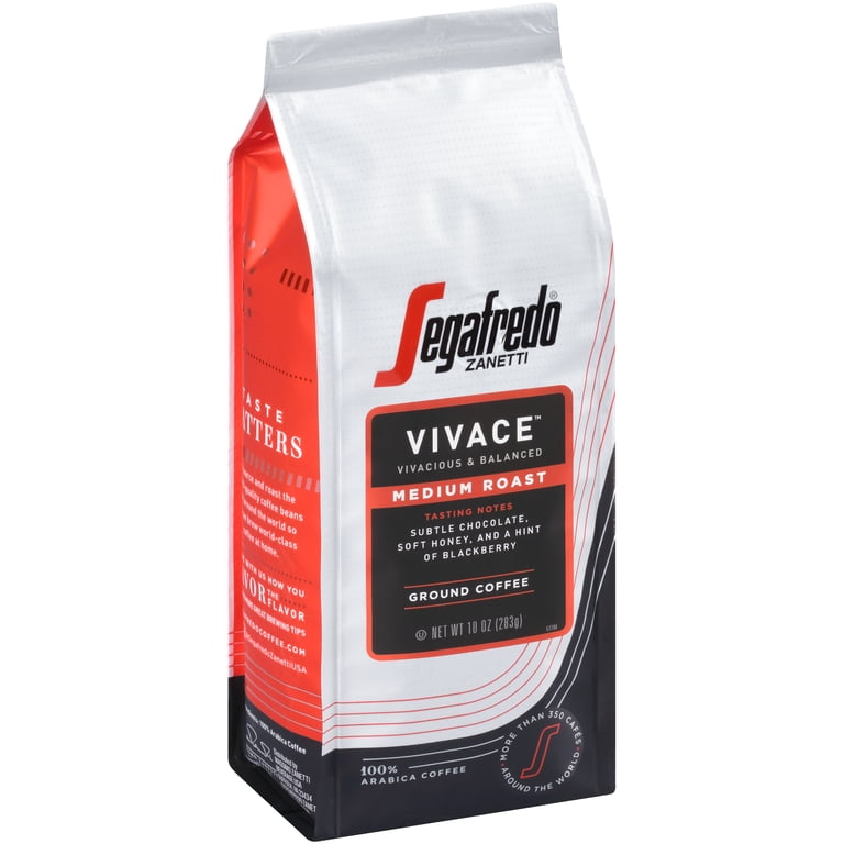 Segafredo Zanetti Vivace Ground Coffee 10oz - Medium Roast Arabica Blend From Colombia & Brazil