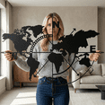 thumbnail image 2 of World Map Compass Metal Wall Art for Home and Outside - Wall-Mounted Geometric Metal Wall Decor - Drop Shadow 3D Effect Wall Decoration for Living Room Bedroom, 2 of 10
