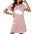 thumbnail image 4 of yillto Women Nightgown Short Sleeve Sleepshirt Crewneck Heart Graphic Sleepwear Nightshirts Pajama Dress, 4 of 5