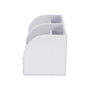 KINGFOM Desktop Drawers, PU Leather Pen Holder Desktop Organizer Office Supplies Storage Box for Pen/Mobile Phone/Remote Control, White