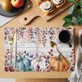 thumbnail image 2 of Orange Blue Pumpkin Fall Placemats Set of 6, Thanksgiving Maple Leaf Vintage Washable Wipeable Table Mats for Dining Tables, Indoor Outdoor Kitchen Place Mats for Holiday Party Table Decor, 2 of 9