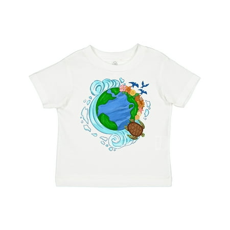 

Inktastic Earth Day Turtle Planet with Waves and Birds Gift Toddler Boy or Toddler Girl T-Shirt