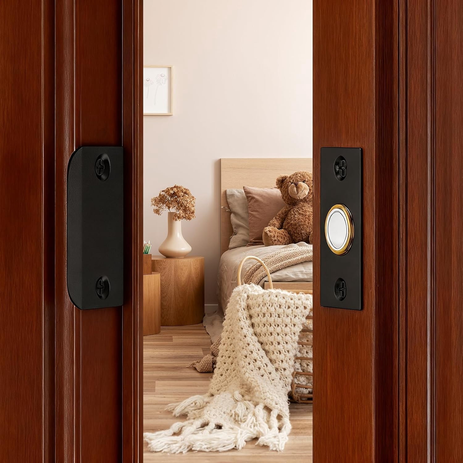 JJEAN-4 Pcs Upgraded Magnetic Door Catch, Adjustable Magnetic Door Lock Made of Stainless Steel and Copper, Suitable for Wardrobe Doors and Cabinet Doors