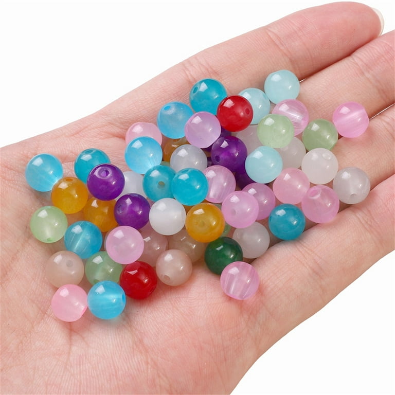 300Pcs 8mm Glass Beads for Jewelry Making, 15 Color Crystal Beads Round  Gemstone Beads Bracelet Making Kit DIY Craft 