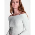 thumbnail image 4 of No Boundaries Cable Knit Off The Shoulder Sweater, Women's XXS-XXL, 4 of 5