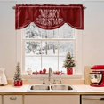 thumbnail image 2 of Merry Christmas Tie Up Valances Curtain, Vintage Dark Red Wood Grain Frame Adjustable Rod Pocket Short Window Treatment Tie Up Curtains Valances for Kitchen Living Room Bathroom 42x18 Inches, 2 of 9