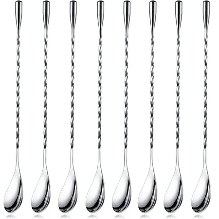 

Bar Spoon Cocktail Mixing Spoon - 8Pcs Stainless Steel Long Handle Metal Spoon - 12 Long Stirring Spoon for Bartender Cocktail Spoon Long Handle