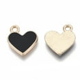 thumbnail image 2 of 100pc Alloy Enamel Charms Heart Golden Black 12x11x1.5mm Hole: 1.5mm, 2 of 2