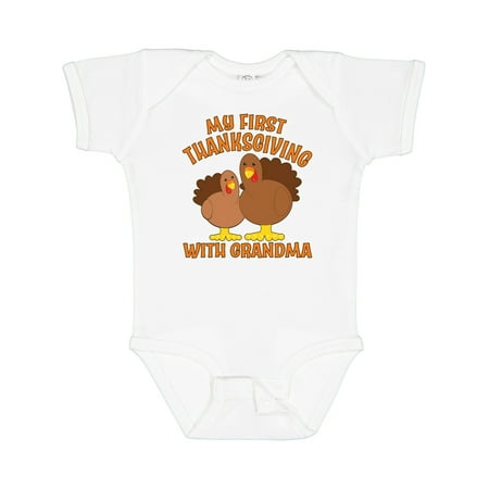 

Inktastic My First Thanksgiving with Grandma Boys or Girls Baby Bodysuit