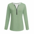 thumbnail image 5 of mihongmao Black * Friday Fashion Women's Casual Printed Round Neck Long Sleeve T-shirt Blouse Zipper Tops Green XL, 5 of 5