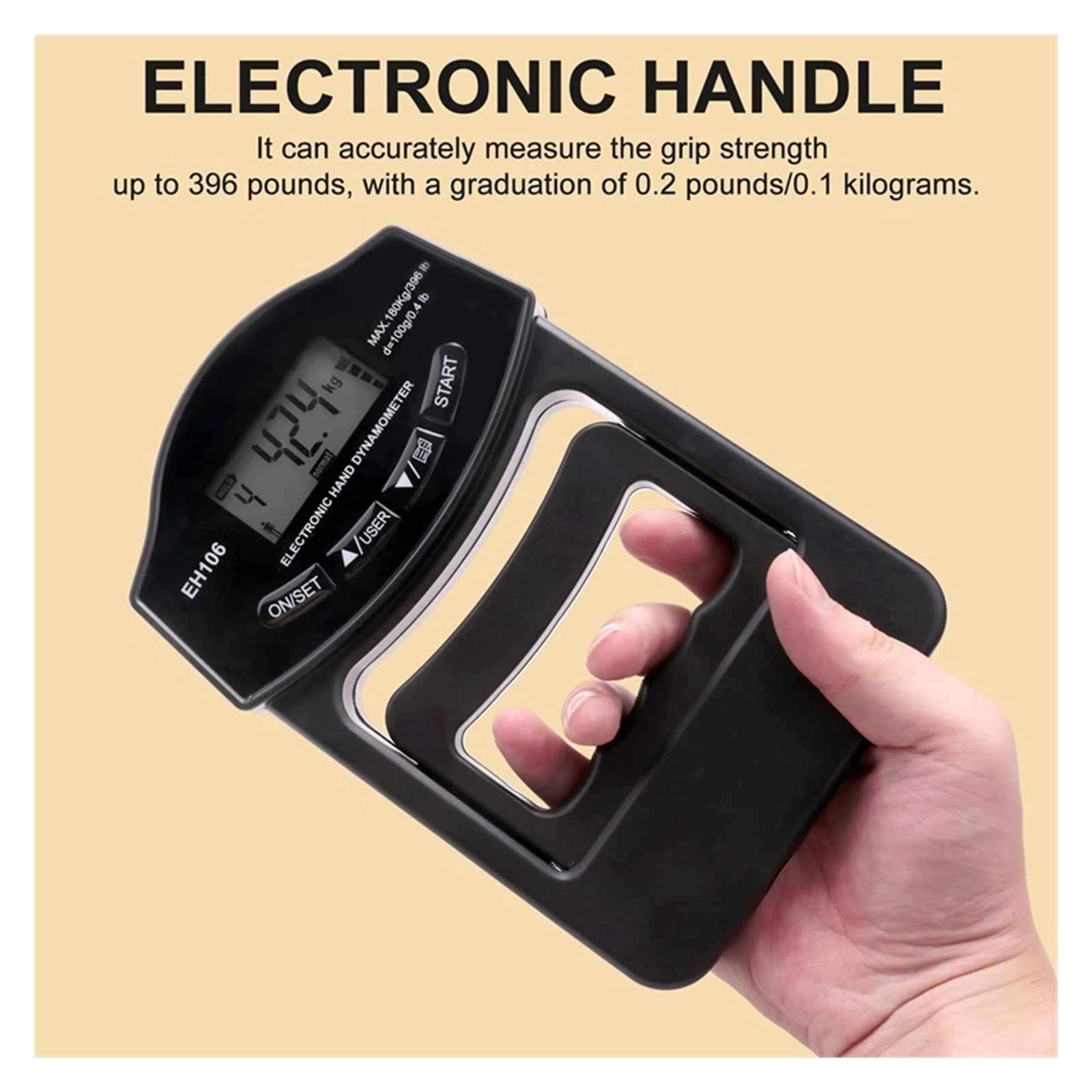 Digital Hand Dynamometer Grip Strength Trainer 396Lbs/180 Kgs Grip Strength Rehabilitation Training Tester For Men And Women ,Ergonomic Design