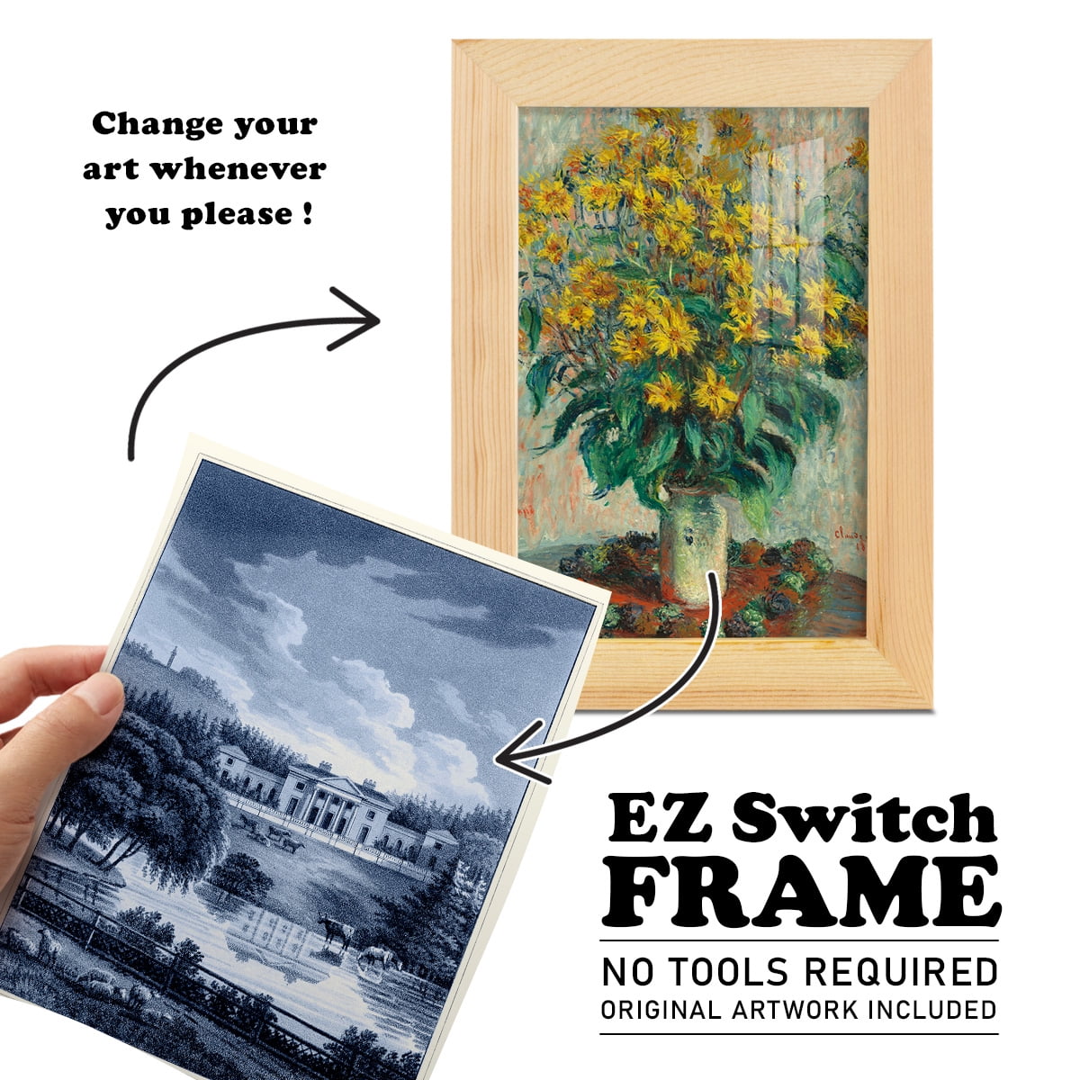 Estate View I -Framed Print w/glass-Natural Wood