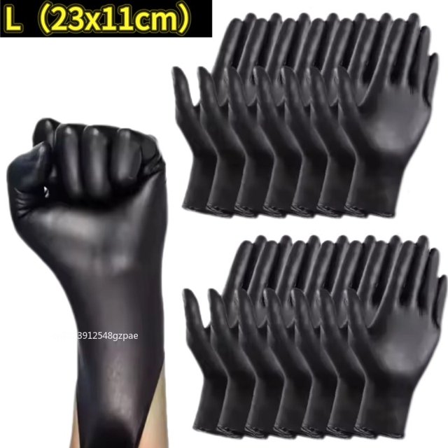 Guantes negros de lavado Xl, vajilla desechable sin látex, guantes de PVC para el hogar, industria del coche, jardinería, cuidado de mascotas, herramientas de cocina