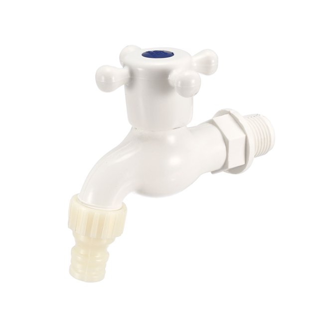 Unique Bargains Plastic Water Tap Faucet Cross Handle with Single Spout G1/2 Male Thread 2 pcs