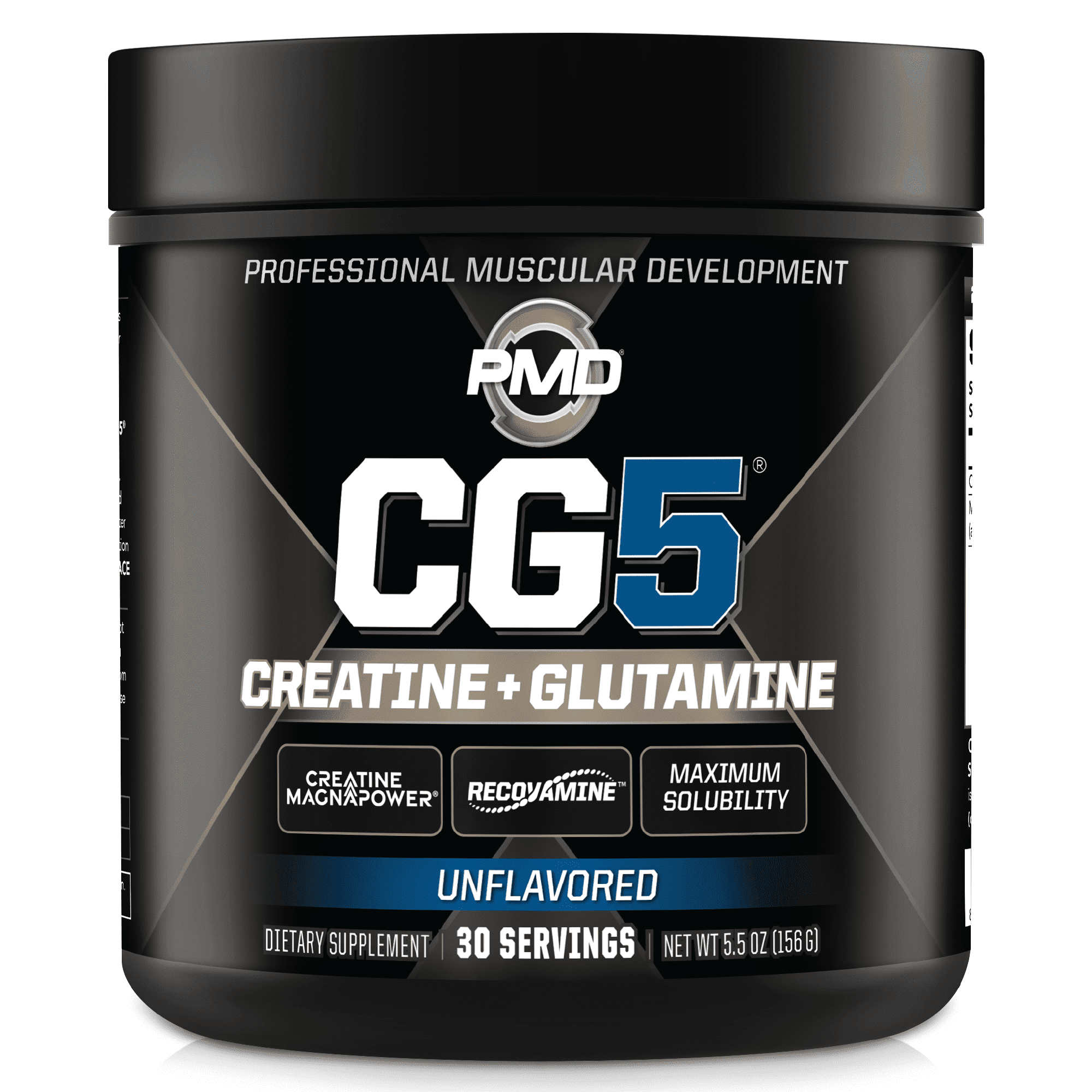 PMD Sports CG5 - Premium Creatine and L Glutamine Powder - Maximum Strength Power Recovery, Build Lean Muscle, Increase Workout Performance - Pre Workout and Post Workout - Unflavored (30 Servings)