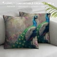thumbnail image 3 of Orinice Peacock Flowers Graphic Decorative Cushion Throw Pillow Cover for Home Couch Living Room Bed Sofa Short Plush Spring Pillowcase 1pc 24x24in, 3 of 5
