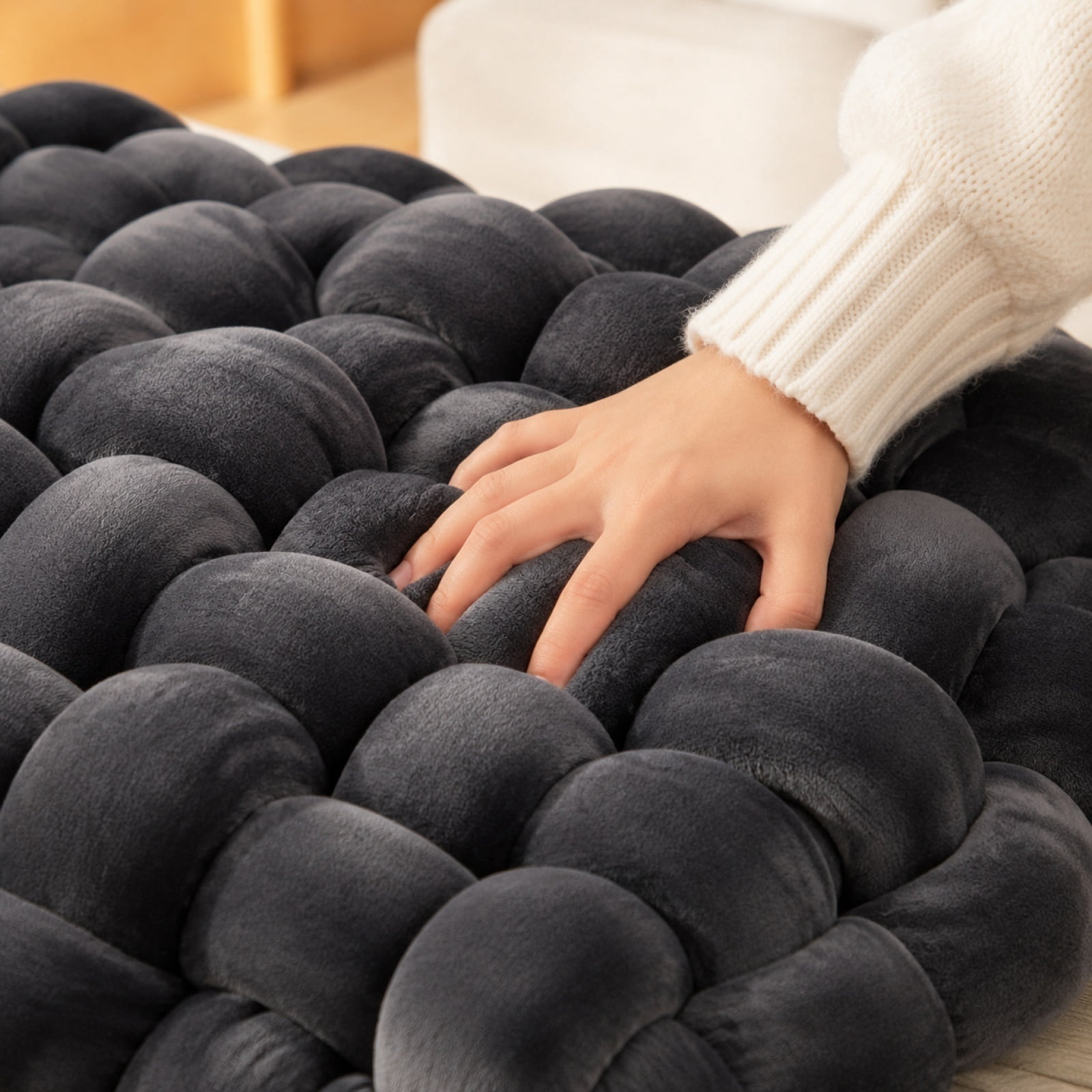 Knot Pillow Meditation Cushion, Large Floor Cushions Sitting Funky Throw Pillows Chair Pillows, Soft Pads Square Knotted Seat Cushions for Home Decoration Living Room Bedroom Sofa Couch