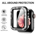 thumbnail image 3 of Dwitch Apple Watch Series SE/6/5/4 Band & Case,Bling Diamond Jewelry Metal Strap Band with 1 Pack Tempered Glass Screen Protector Cover Women Girl Bracelet Wristbands for iWatch 40mm,Black, 3 of 7