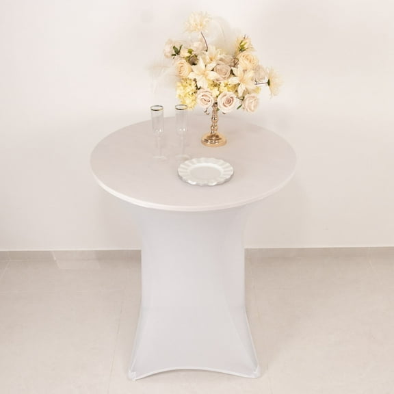 BalsaCircle 36" White Stretchable Spandex High Top Cocktail Table Cover Catering Tablecloth Wedding Party